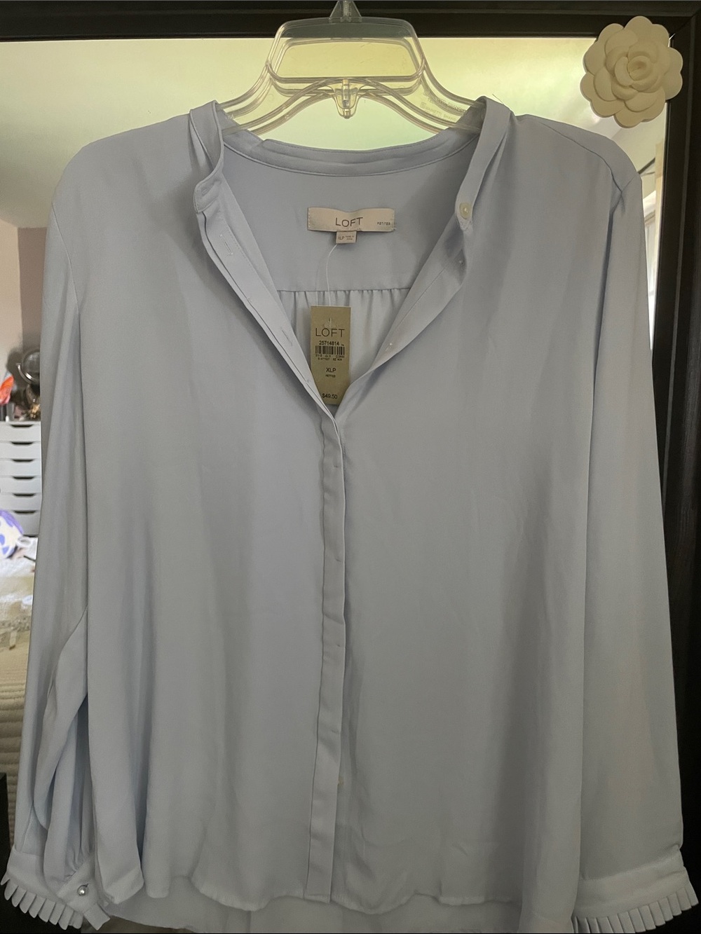 LOFT Light Blue V-Neck Petites Blouse
